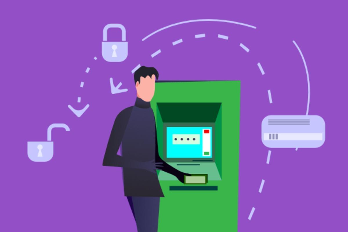 illustration of a person withdrawing money from atm securely