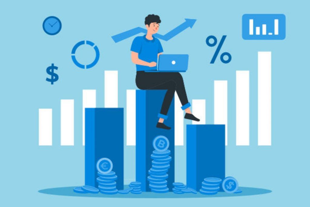 illustration of a man reviewing a growth chart