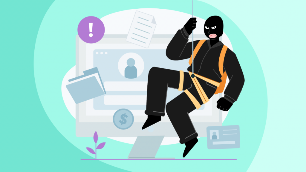 illustration of a fraudster committing online bank fraud