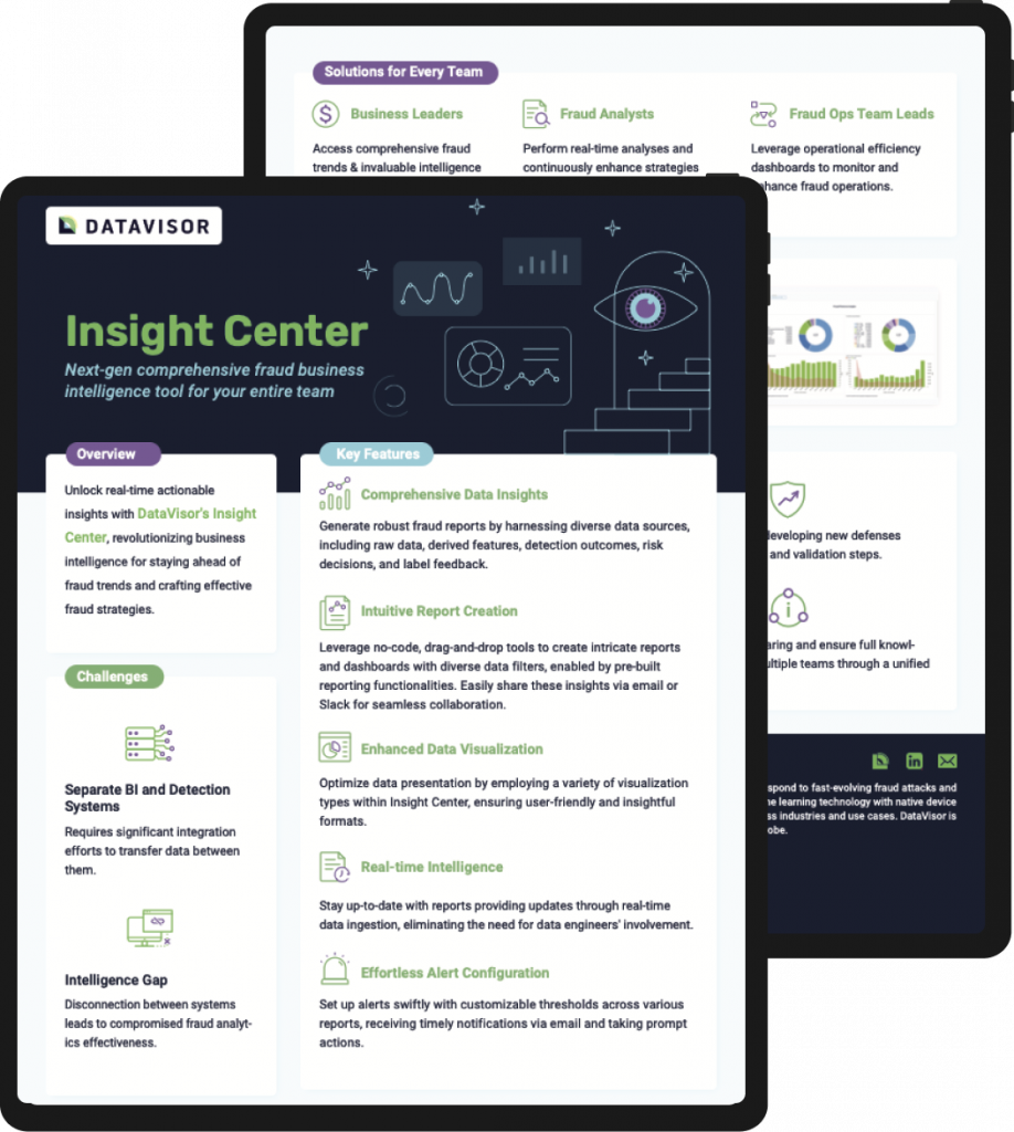 DataVisor insight center product sheet